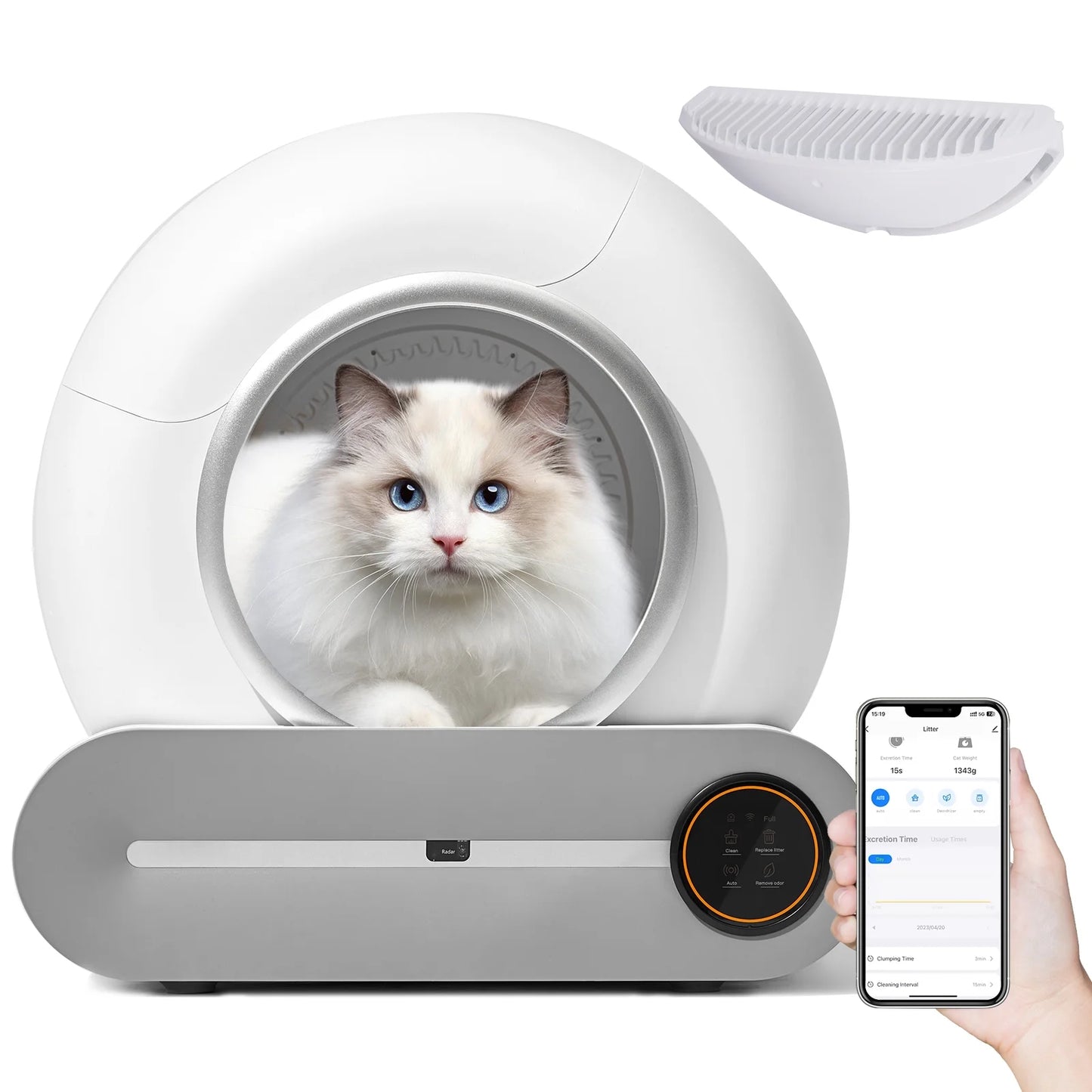 Self Cleaning Litter Box, Automatic Cat Litter Box with App Control Support, Integrated Safety Protection Smart Auto Cat Litter Box with Liner