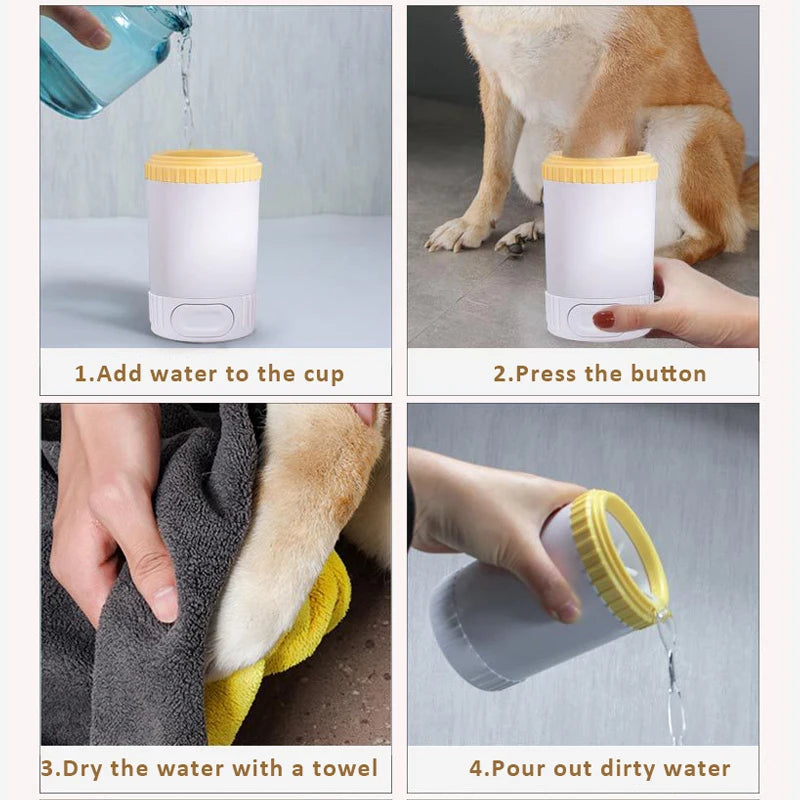 Semi-Automatic Pet Dog Foot Washer Soft Silicone Needle Dog Paw Cleaner Cup Paw Washing Cup Cleaner Brush for Small Medium Dogs